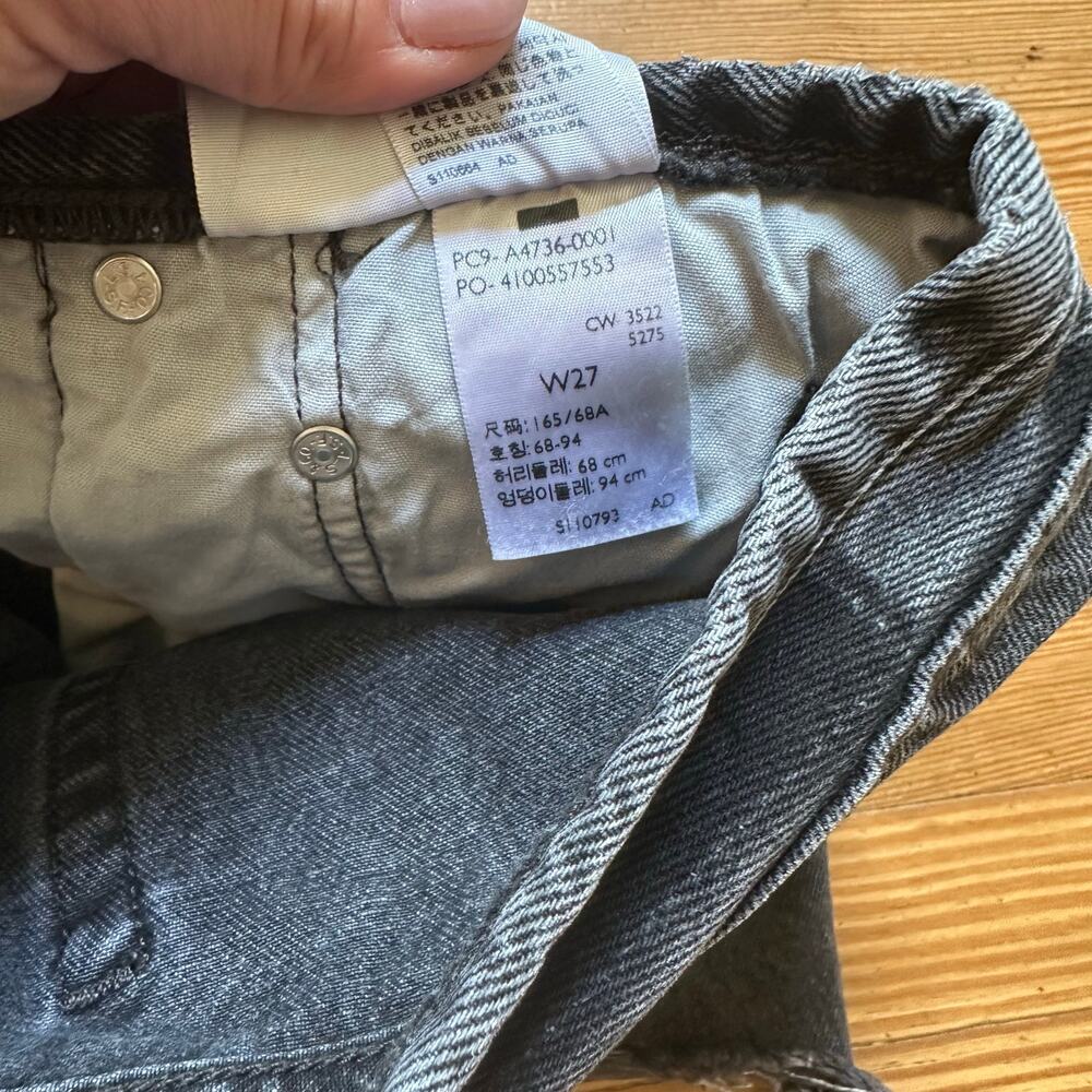 Levi's 501 distressed raw hem button fly black jean shorts SIZE‎ 27 - Picture 5 of 6